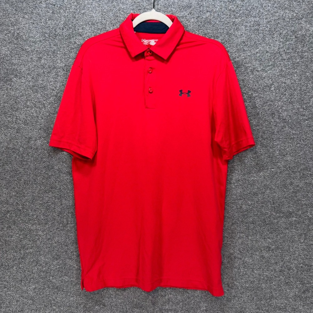 Under‎ Armour Polo Shirt Mens Small Red HeatGear Loose Fit Golf Athletic Active